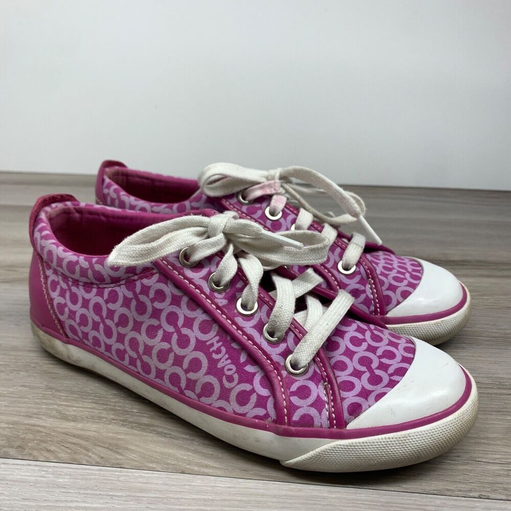COACH Leatherwear Barrett Signature C Tennis Shoes 6.5  Pink Canvas Low Sneakers